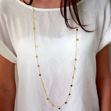 Long Sequin Charm Necklace