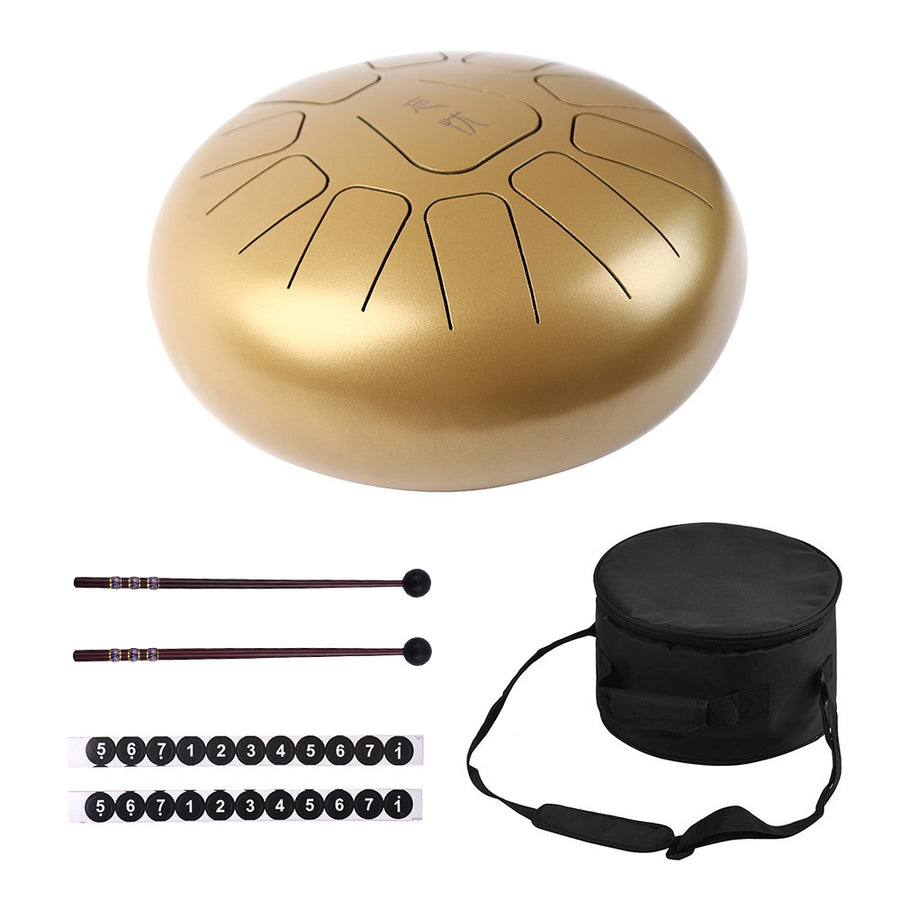 10 Inch Steel Tongue Drum & Mallets (Multiple Colors)