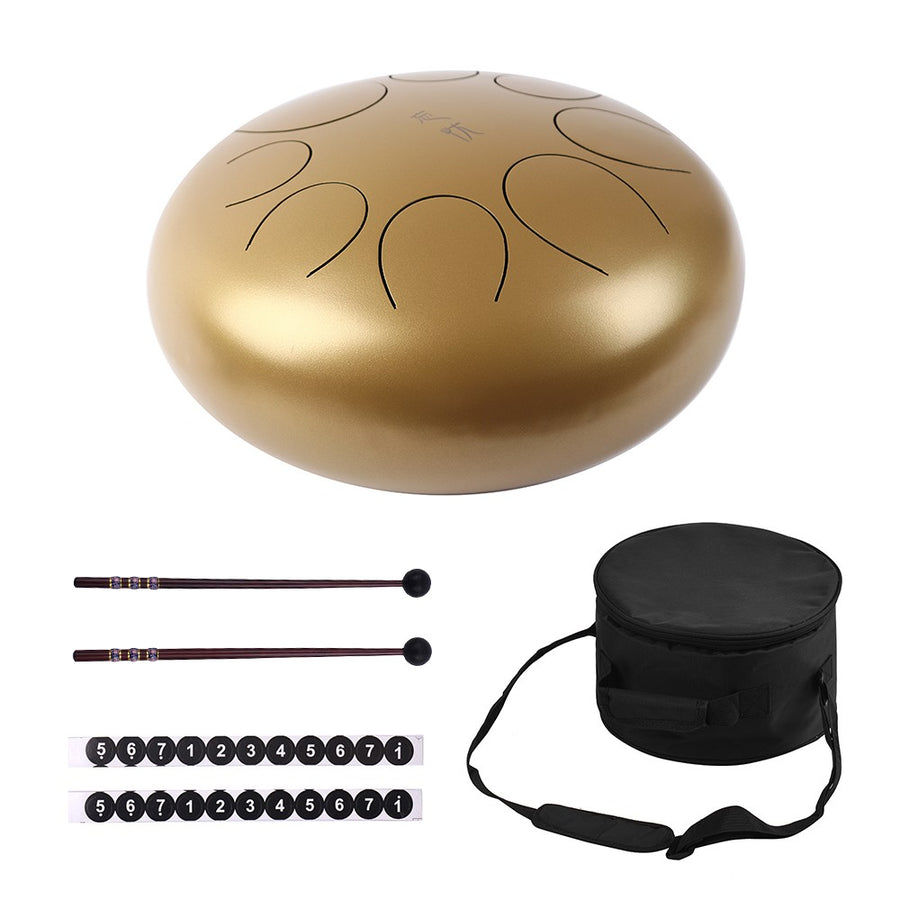 12 Inch Steel Tongue Drum & Mallets (Multiple Colors)