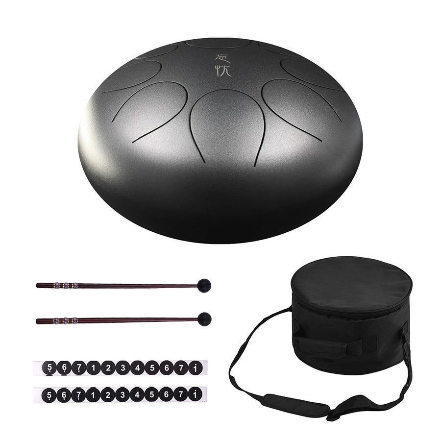12 Inch Steel Tongue Drum & Mallets (Multiple Colors)
