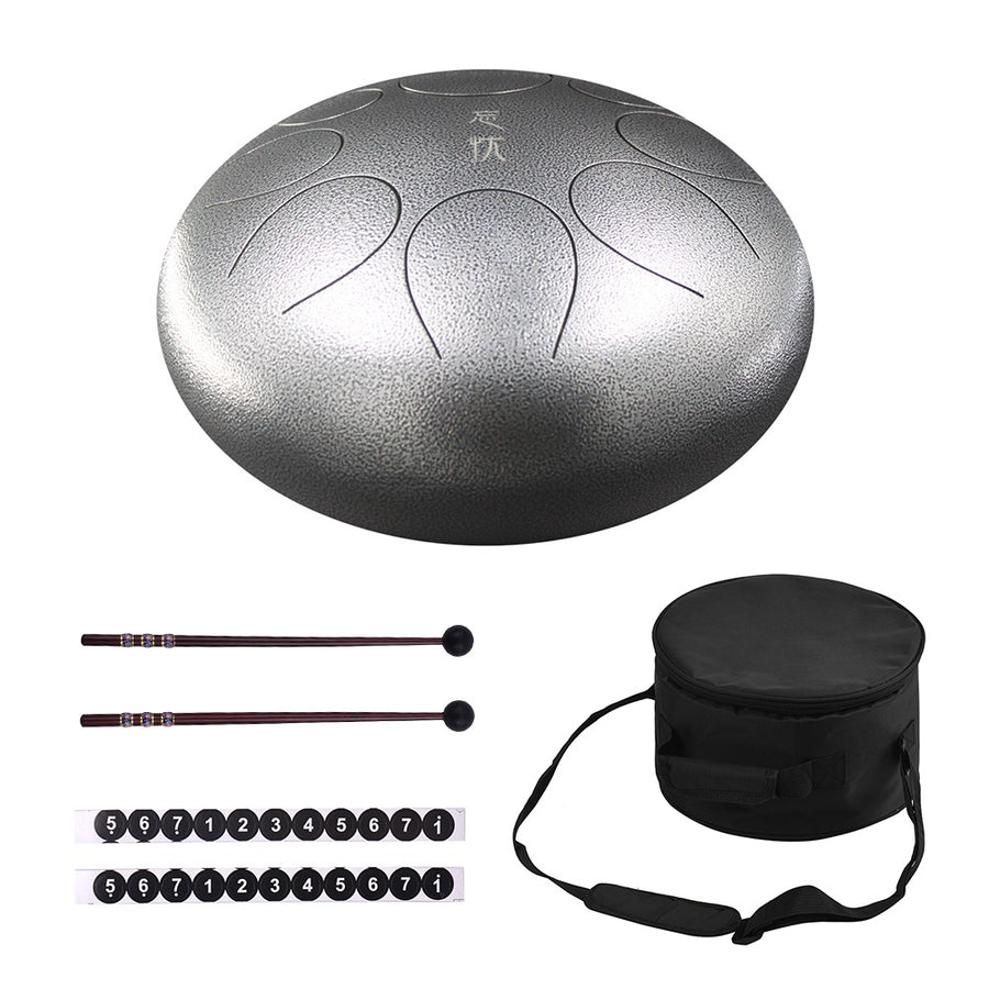 12 Inch Steel Tongue Drum & Mallets (Multiple Colors)